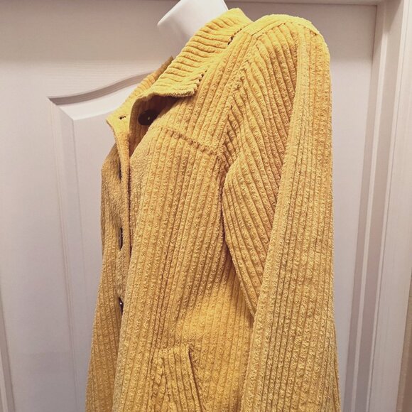 CMC By Color Me Cotton-Women's Yellow Mustard Small Corduroy Button Up Jacket - Picture 10 of 16